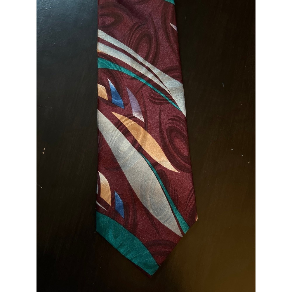 Vintage Norseman‎ Maroon multi color polyester tie